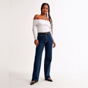 NEW A&F Curve Love 90s Relaxed Jean Super Dark 25 / 0